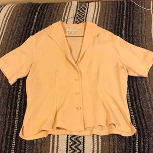 Loose-fitting silk blouse, light peach color
